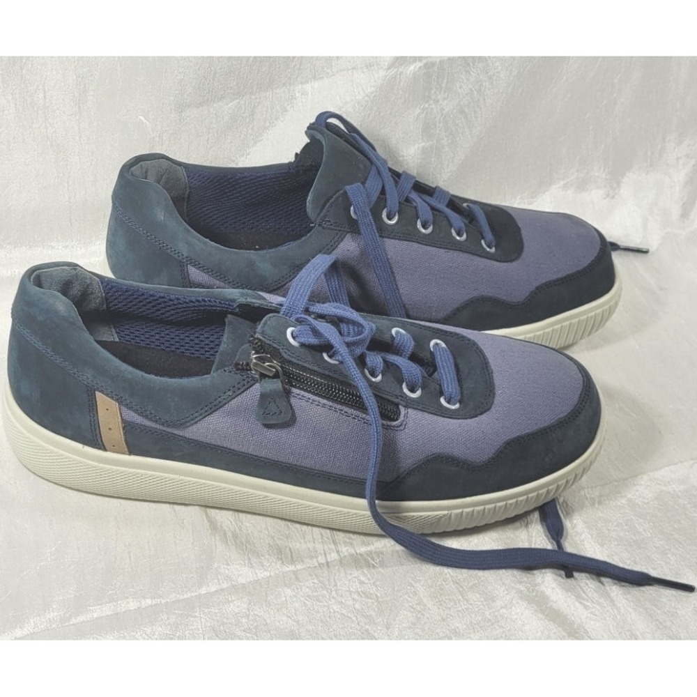 Cosyfeet Men's‎ Matty Leather Canvas 3H Extra Roomy Fit Sneakers - Blue - Sz 10